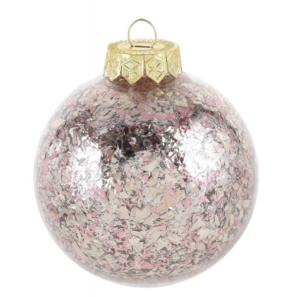 Χριστουγεννιάτικη Μπάλα Ασημί με Κομφετί (8cm)